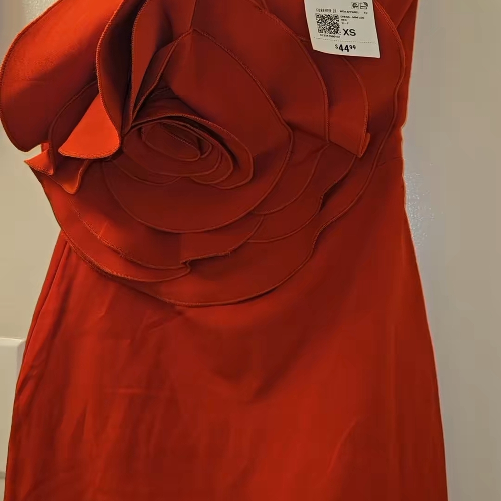 Forever 21 Strapless Red Dress with Floral Accent